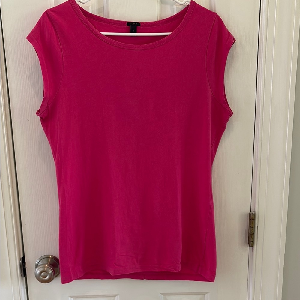 J. Crew Fuchsia Cap Sleeve Tee, M